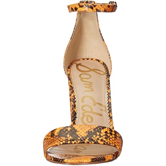 NWOT Sam Edelman “Yaro” Orange Snake Heels - Picture 2 of 9